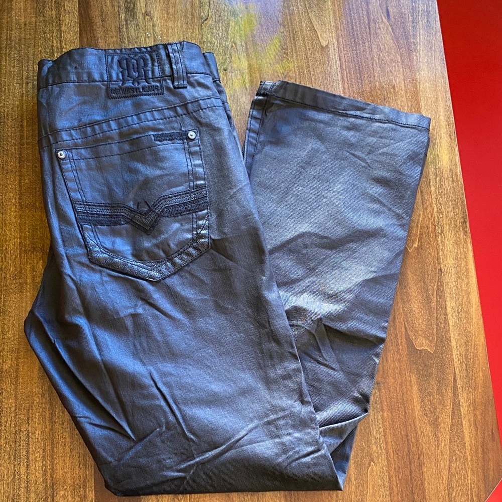 Request Premium leather look Charcoal Straight-Leg Jeans for Men